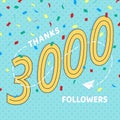 Thank you 3000 followers numbers postcard.